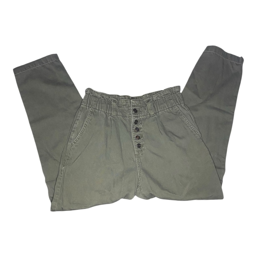 Time and Tru Olive Green Button-Front Trousers
